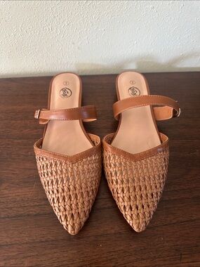 Trary Woven Pointed Mule in Brown